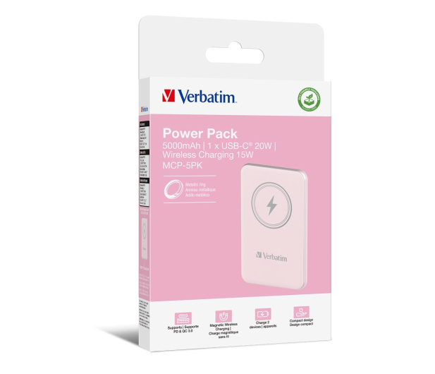 Verbatim Charge 'n' Go Magnetic Wireless Power Bank 5000mAh różowy - 1236527 - zdjęcie 4